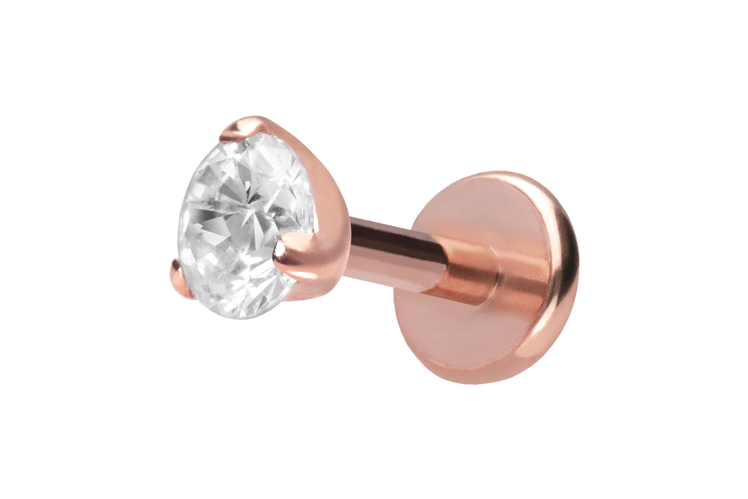Titan Labret Piercing mit Push Fit EINGEFASSTER KRISTALL